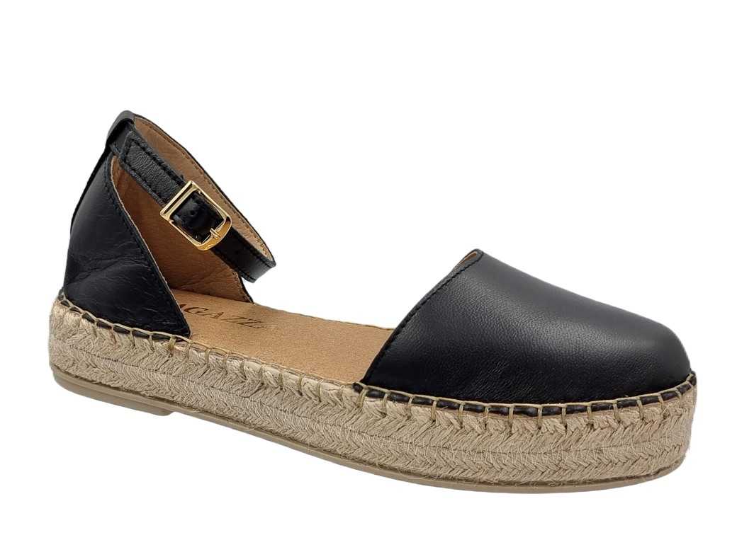 Ragazza 0204 Μαύρες Δερμάτινες Γυναικείες Εσπαντρίγιες