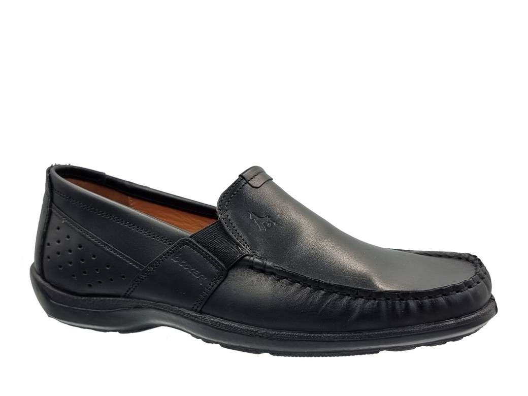 Boxer 15374 15372 15-011 Μαύρα Δερμάτινα Ανδρικά Μοκασίνια