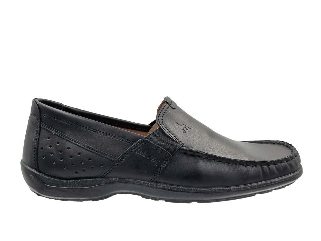 Boxer 15374 15372 15-011 Μαύρα Δερμάτινα Ανδρικά Μοκασίνια
