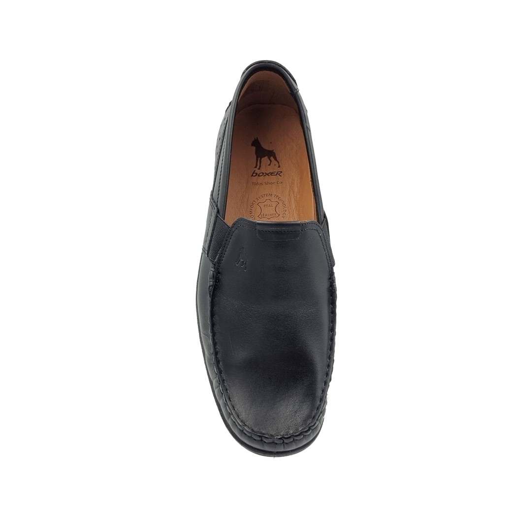 Boxer 15374 15372 15-011 Μαύρα Δερμάτινα Ανδρικά Μοκασίνια