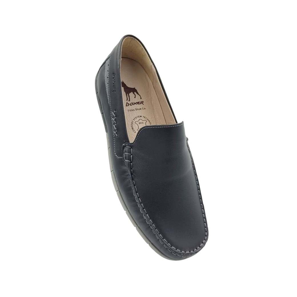Boxer 21364 15-011 Μαύρα Δερμάτινα Ανδρικά Μοκασίνια