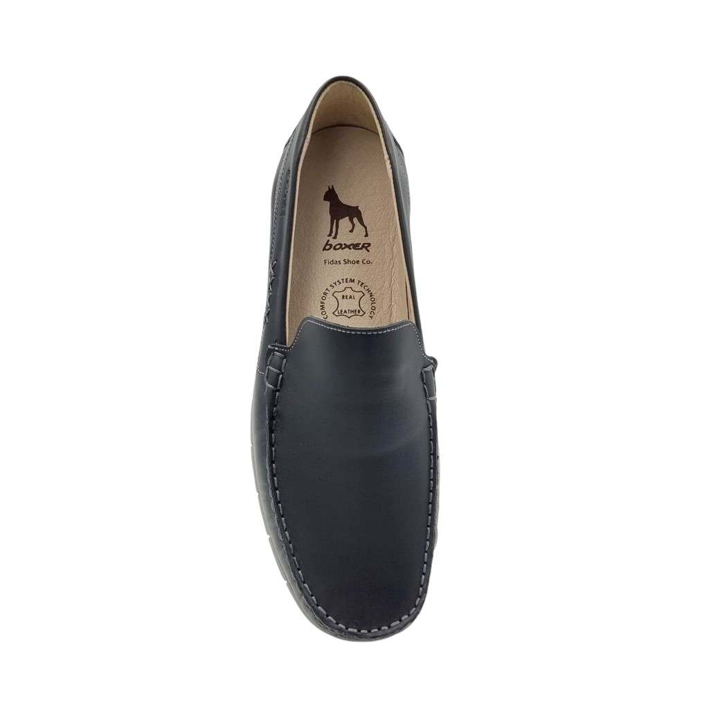 Boxer 21364 15-011 Μαύρα Δερμάτινα Ανδρικά Μοκασίνια