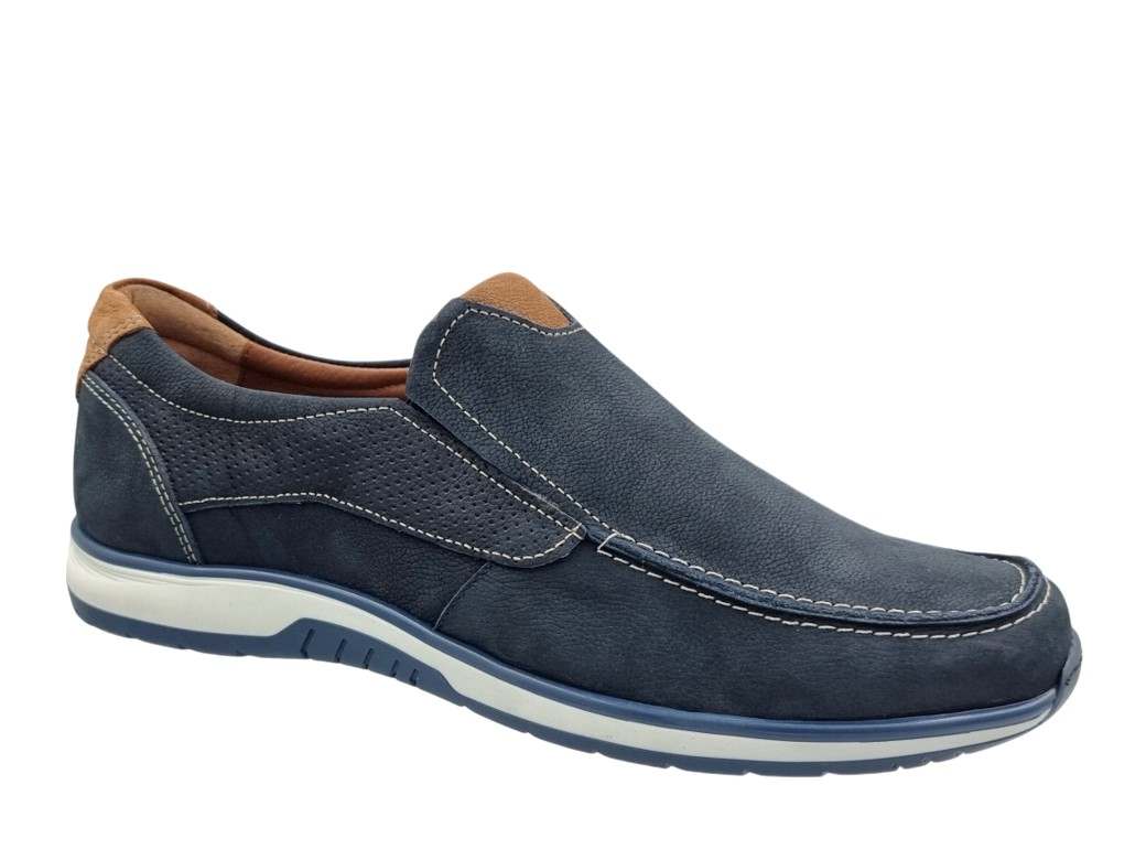 SOFTIES 6312 Μπλε Δερμάτινα Ανδρικά Μοκασίνια