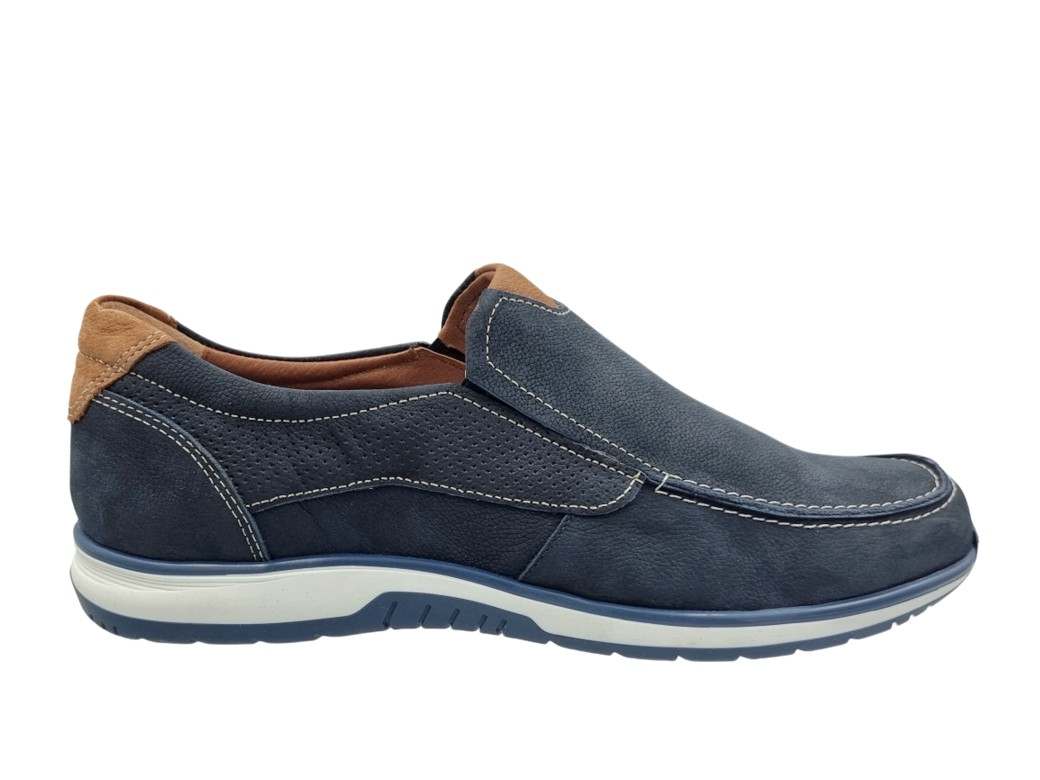 SOFTIES 6312 Μπλε Δερμάτινα Ανδρικά Μοκασίνια