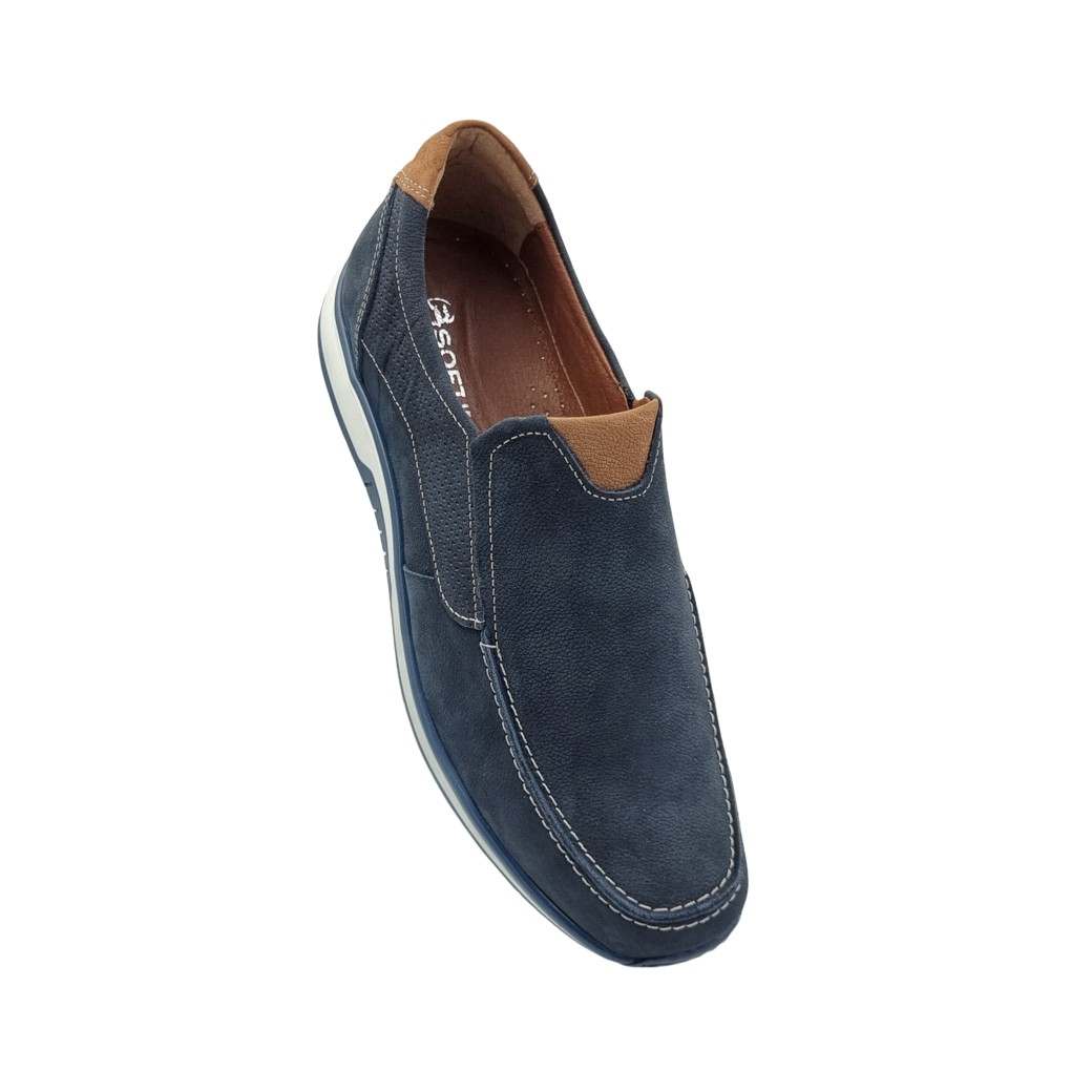 SOFTIES 6312 Μπλε Δερμάτινα Ανδρικά Μοκασίνια