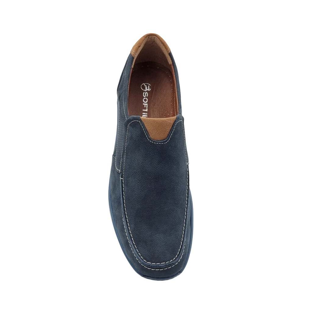 SOFTIES 6312 Μπλε Δερμάτινα Ανδρικά Μοκασίνια