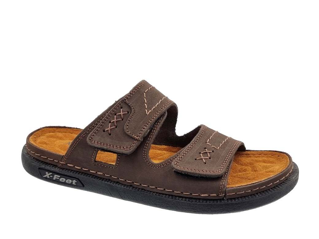 X-Feet A82 Καφέ Δερμάτινα Ανδρικά Σανδάλια
