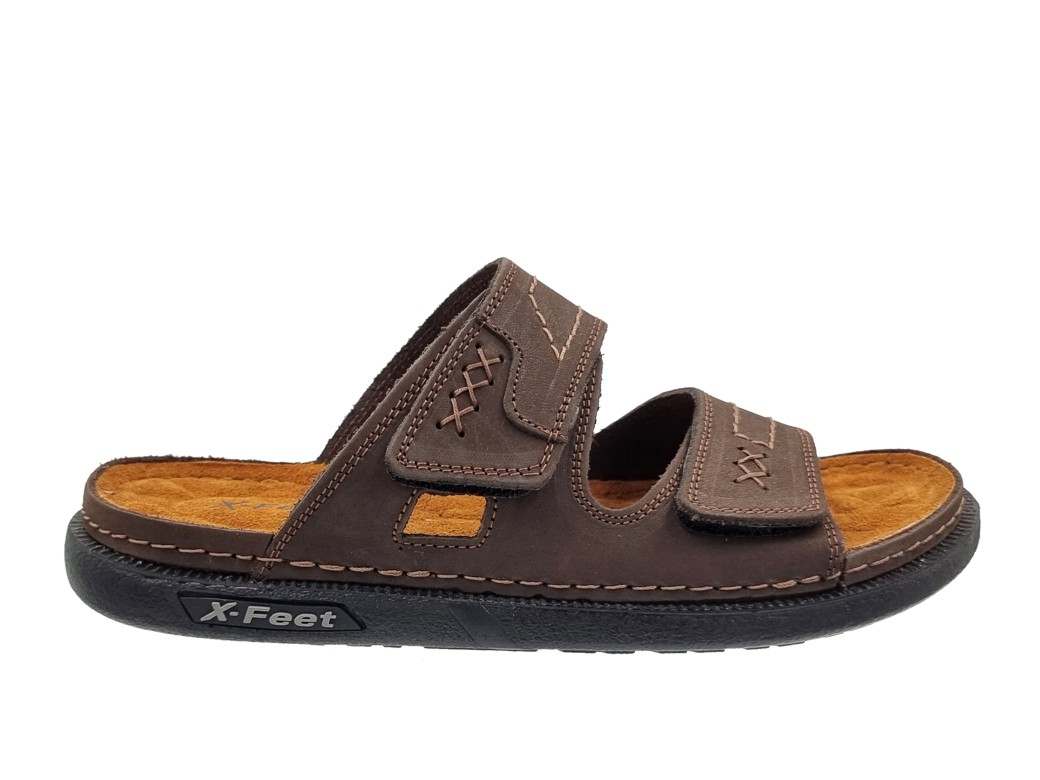 X-Feet A82 Καφέ Δερμάτινα Ανδρικά Σανδάλια