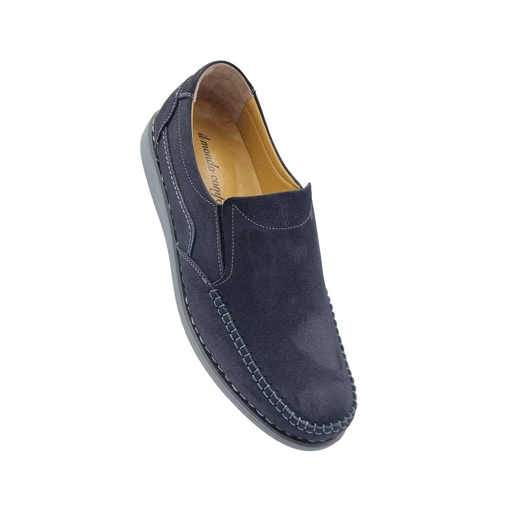 Il Mondo 21015 Navy Nubuck Δερμάτινα Ανδρικά Μοκασίνια