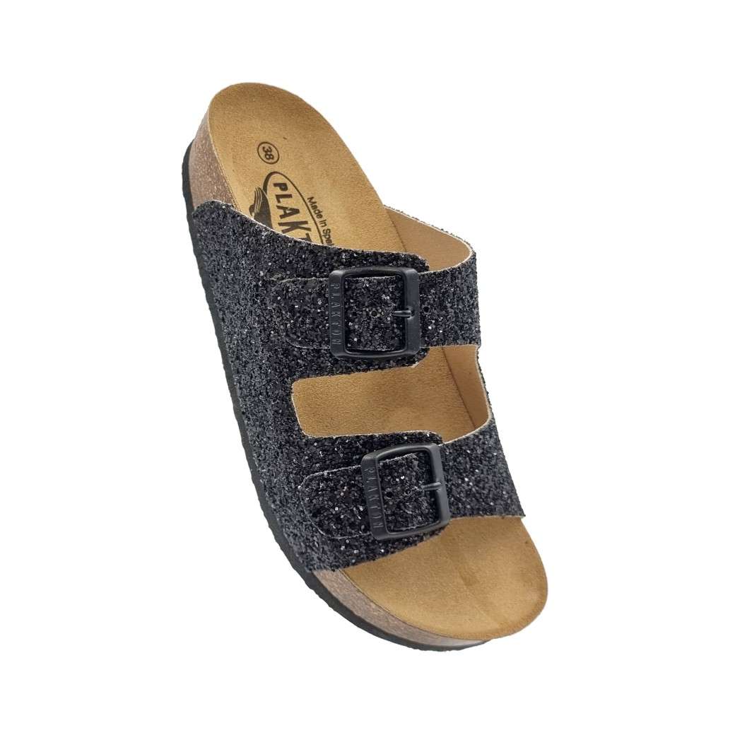 Plakton 340010 Glitter Negro Γυναικεία Σανδάλια