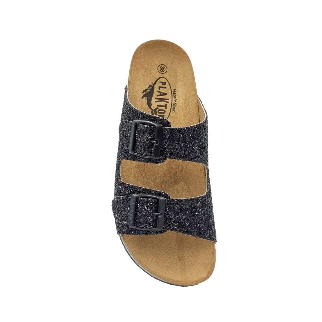 Plakton 340010 Glitter Negro Γυναικεία Σανδάλια
