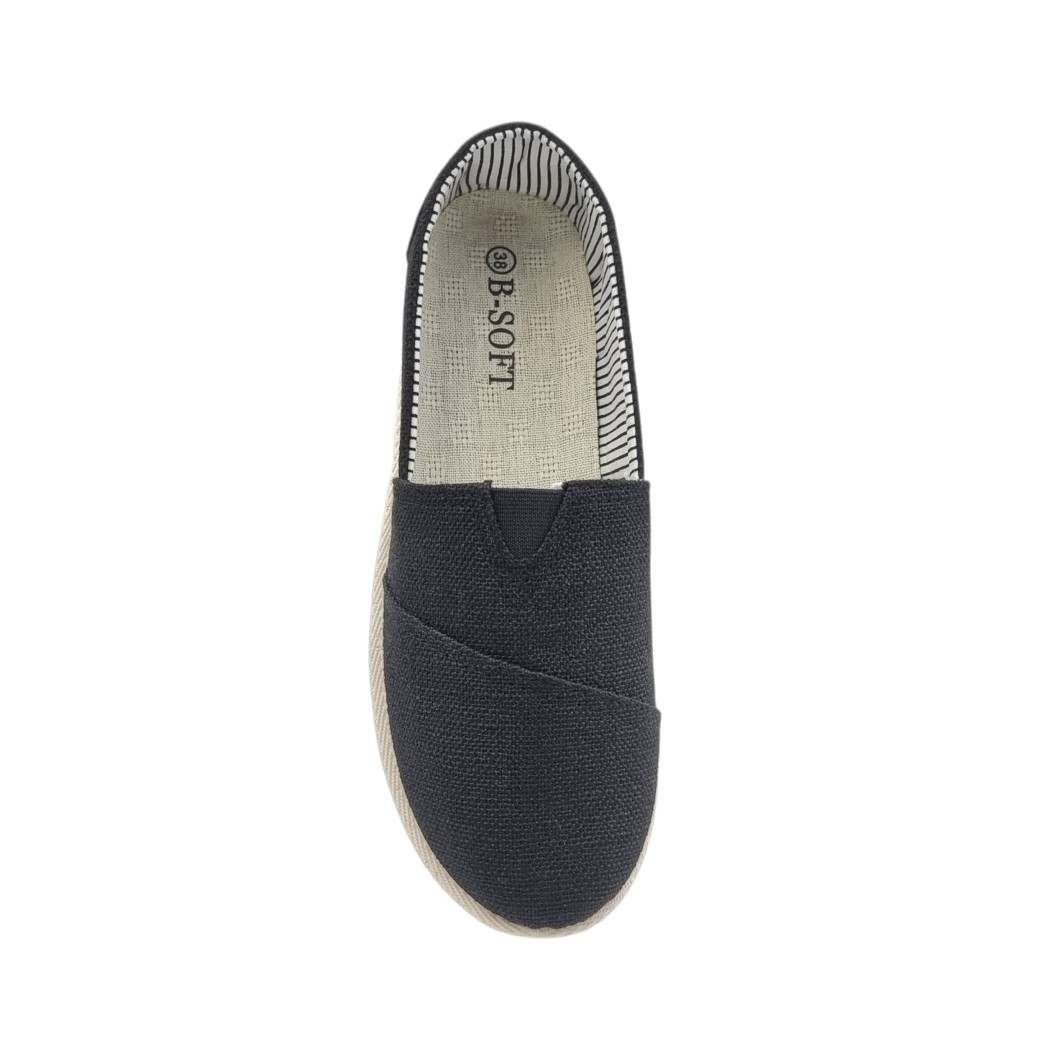 B-Soft 8215 Μαύρα Πάνινα Γυναικεία Loafers